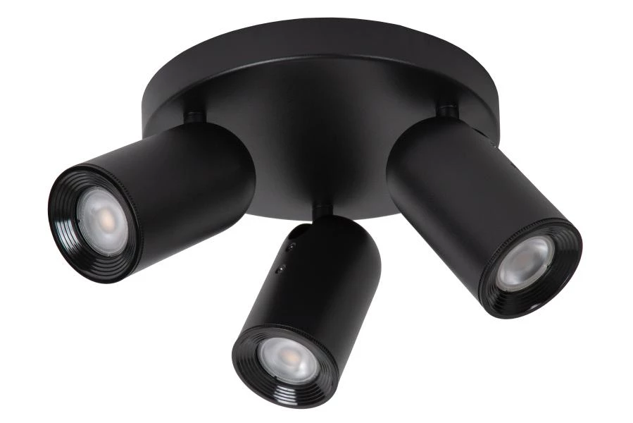 Lucide PUNCH - Spot plafond - Ø 21 cm - 3xGU10 - Noir - éteint